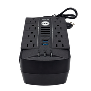 REGULADOR DE VOLTAJE AUTOMATICO, 250 WATTS, 8 TOMAS, 2 PUERTOS RJ45, 2 PUERTOS USB