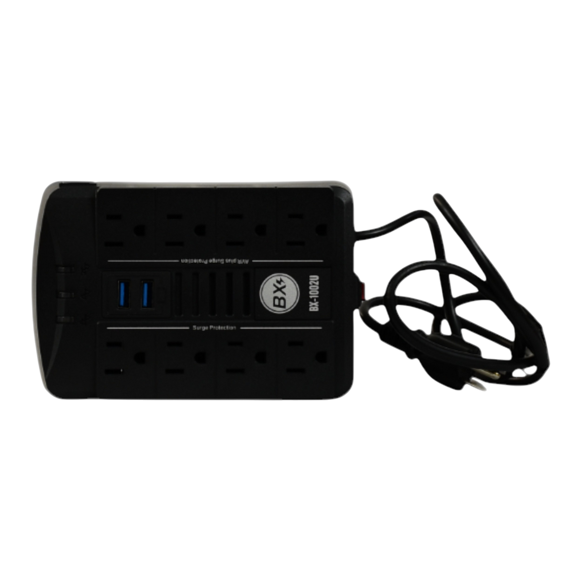 REGULADOR DE VOLTAJE AUTOMATICO, 250 WATTS, 8 TOMAS, 2 PUERTOS RJ45, 2 PUERTOS USB