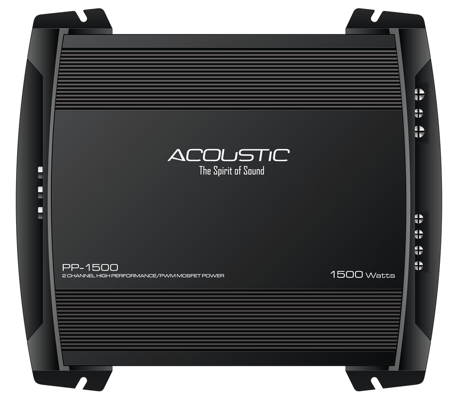 Potencia para Carro 2 Canales, 14.4 VDC Voltaje de Entrada, 1500 W Poder Pico, ACOUSTIC PP-1500