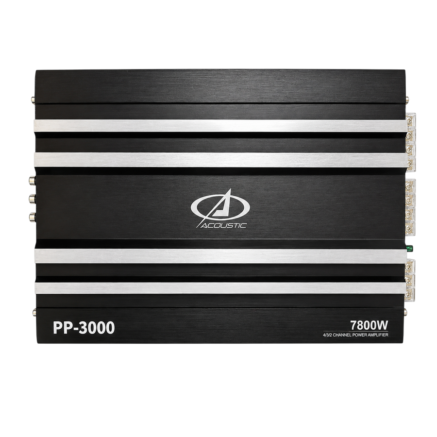 Potencia para Carro 4 Canales, 14.4 VDC Voltaje de Entrada, 200 x 2 W Poder Pico, ACOUSTIC PP-3000