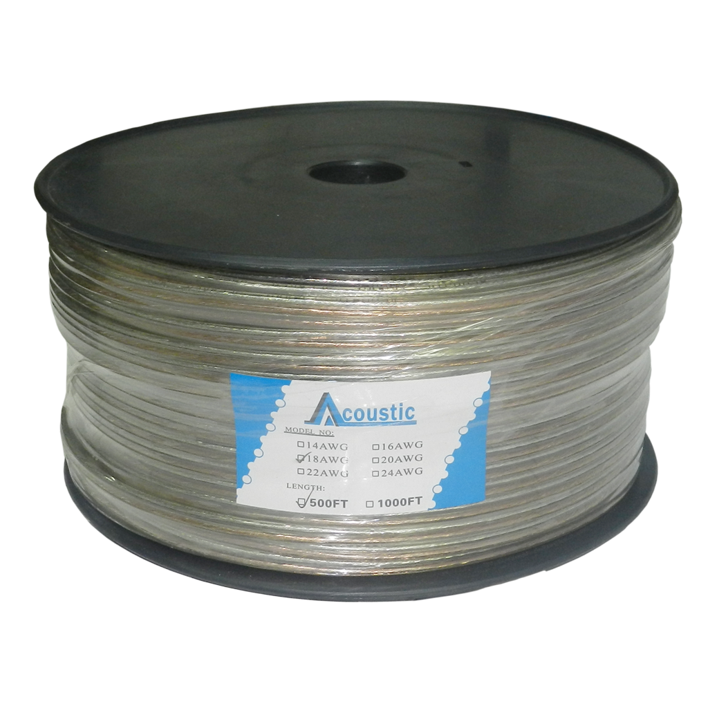 CABLE TRANSPARENTE PARA PARLANTE, CALIBRE 18, 152.5 MTS, CCA