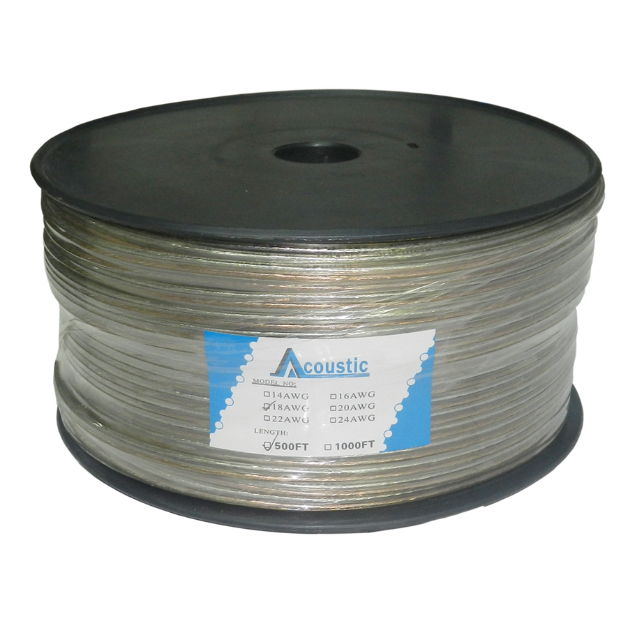 CABLE TRANSPARENTE PARA PARLANTE, CALIBRE 18, 152.5 MTS, CCA
