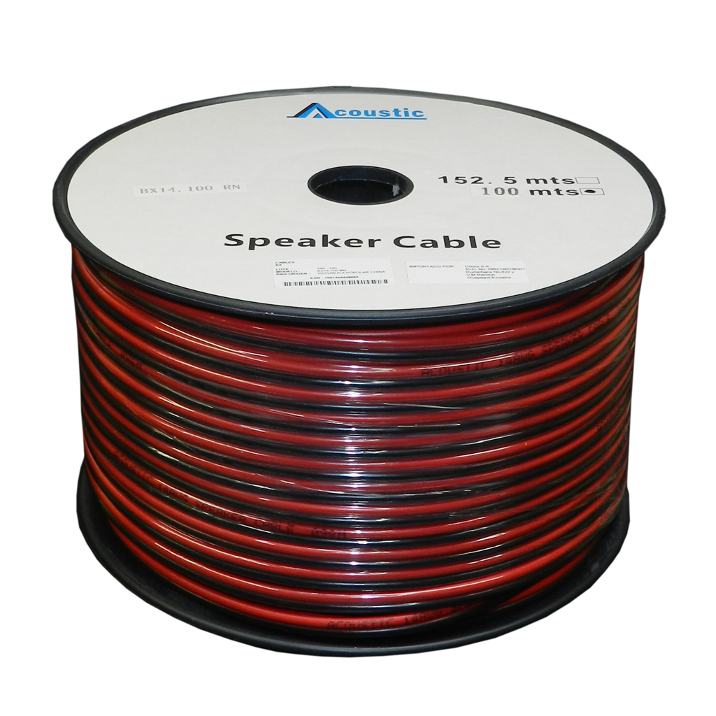 CABLE ROJO NEGRO PARA PARLANTE, CALIBRE 14, 100 MTS, CCA