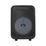 CAJA AMPLIFICADA CON BATERIA 6.5 PULG., 10.000W PMOP, REPRODUCTOR ANALOGICO DIGITAL, ENTRADA MIC 1/4, 3.5MM , EFECTO ECO, LUZ LED RGB, INCLUYE UN MICROFONO