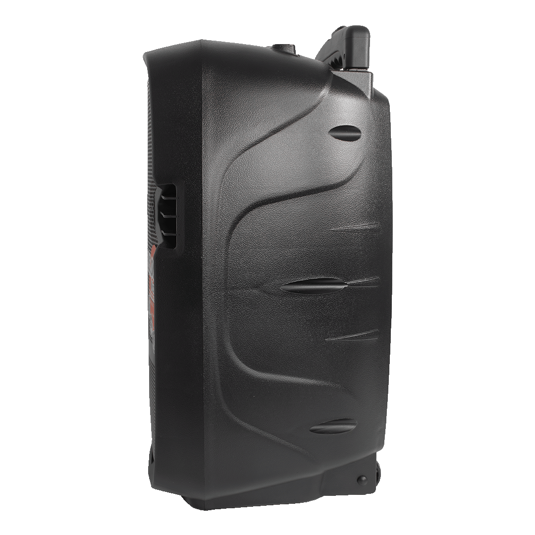 CAJA AMPLIFICADA CON BATERIA 10 PULG., 90.000W PMOP, BT, USB, MICRO SD, INCLUYE UN MICROFONO VHF