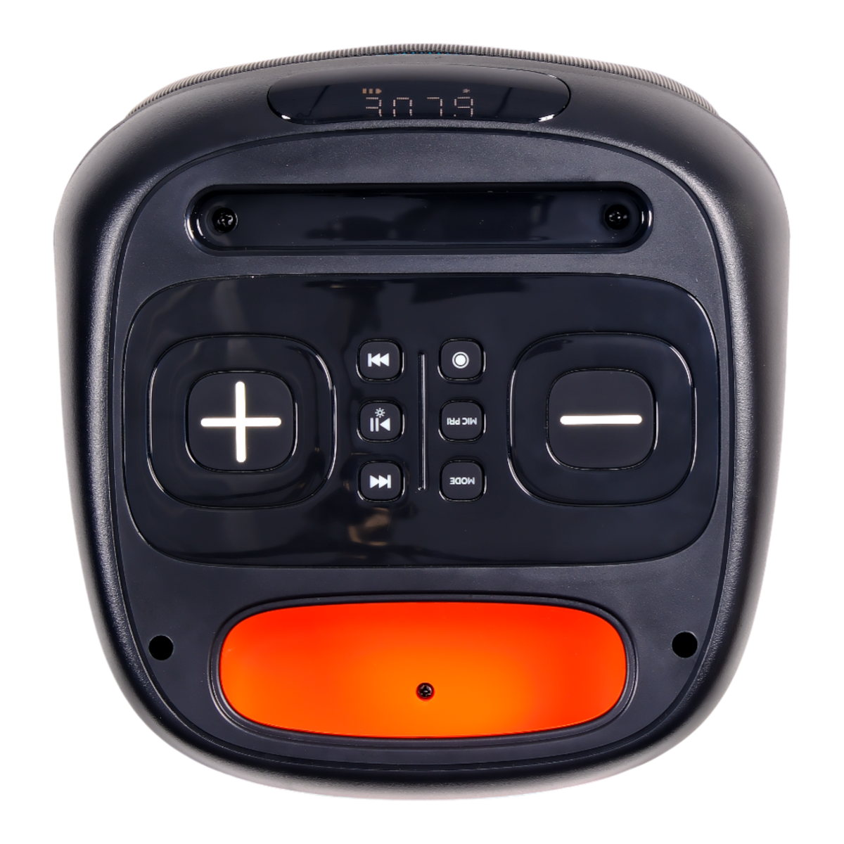 CAJA AMPL. CON BATERIA 6.5 PULG., REPRODUCTOR ANALOGICO DIGITAL, ENTRAJA JACK 1/4, 3.5MM, BASS & TREBLE, LUZ LED RGB, INCLUYE UN MICROFONO
