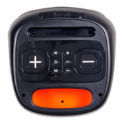 CAJA AMPL. CON BATERIA 6.5 PULG., REPRODUCTOR ANALOGICO DIGITAL, ENTRAJA JACK 1/4, 3.5MM, BASS & TREBLE, LUZ LED RGB, INCLUYE UN MICROFONO