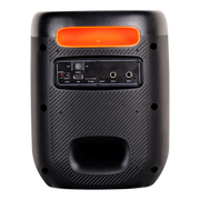 CAJA AMPL. CON BATERIA 6.5 PULG., REPRODUCTOR ANALOGICO DIGITAL, ENTRAJA JACK 1/4, 3.5MM, BASS & TREBLE, LUZ LED RGB, INCLUYE UN MICROFONO