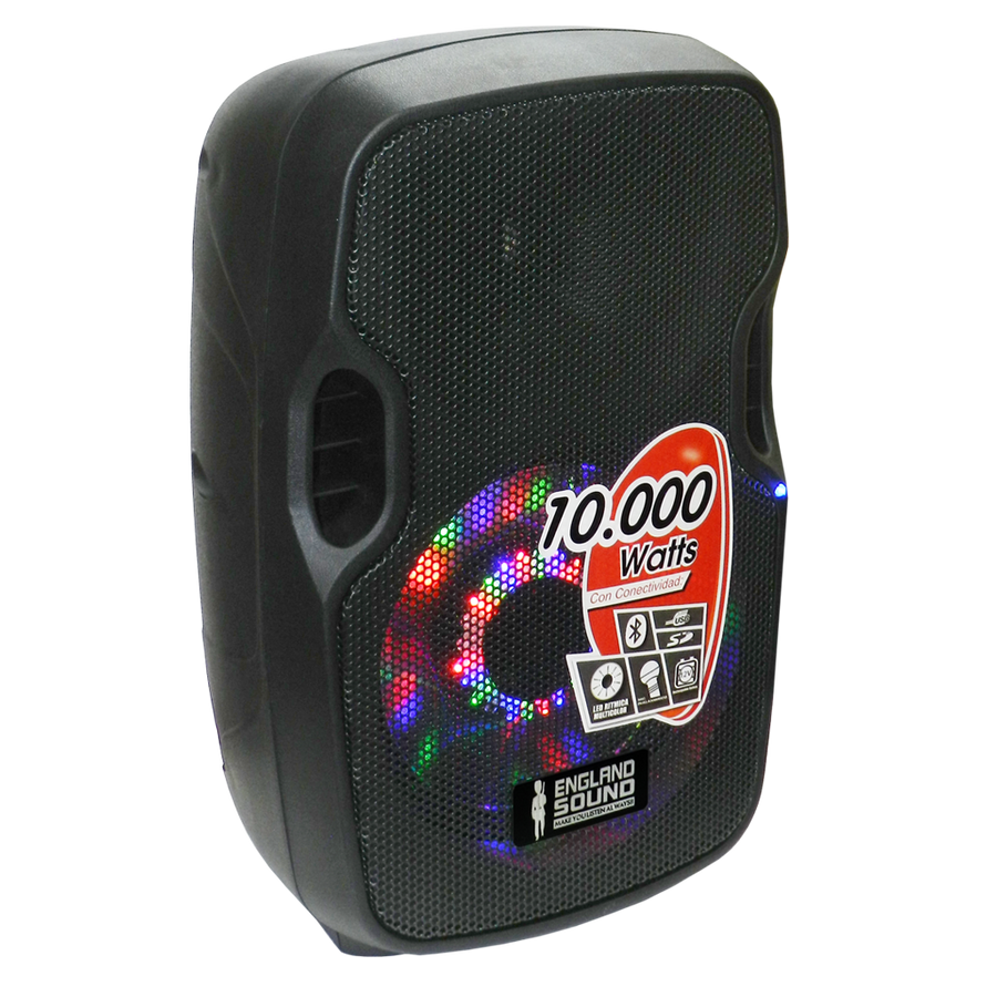 CAJA AMPLIFICADA CON BATERIA 8 PULG., 10.000W PMOP, BT, USB, SD, INCLUYE UN MICROFONO