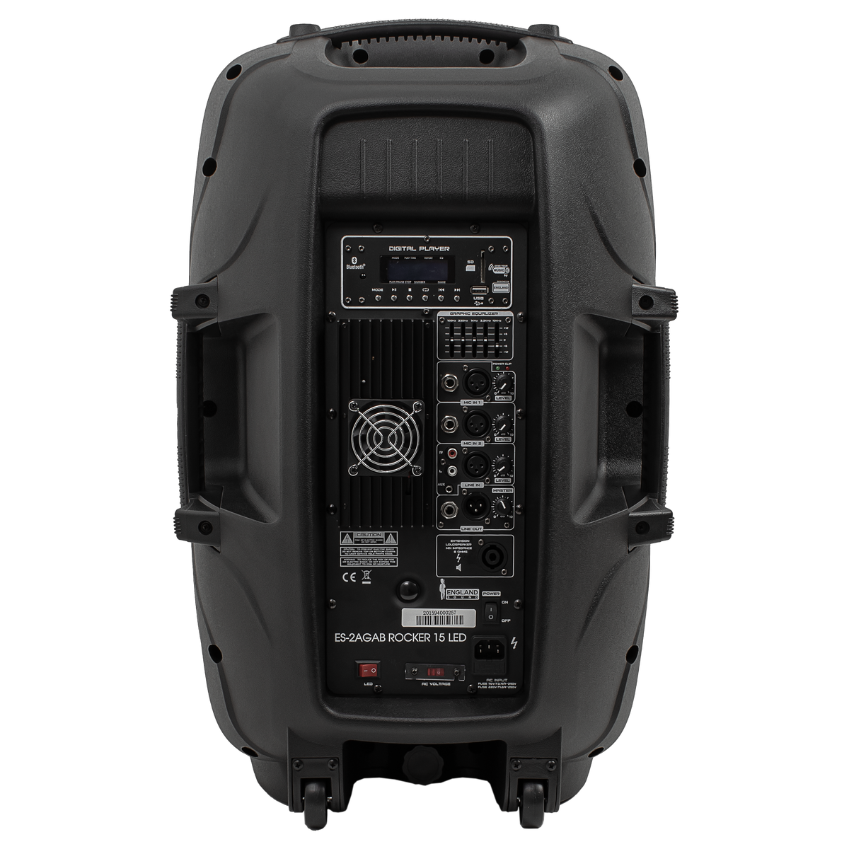 CAJA AMPLIFICADA 15 PULG., 250.000W PMOP, 1 MIC 1/4 Y XLR, EQ 5 BANDAS, ENTRADA  XLR, RCA, SALIDA XLRS Y SPEAKON INCLUYE MICROFONO Y PEDESTAL