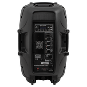 CAJA AMPLIFICADA 15 PULG., 250.000W PMOP, 1 MIC 1/4 Y XLR, EQ 5 BANDAS, ENTRADA  XLR, RCA, SALIDA XLRS Y SPEAKON INCLUYE MICROFONO Y PEDESTAL