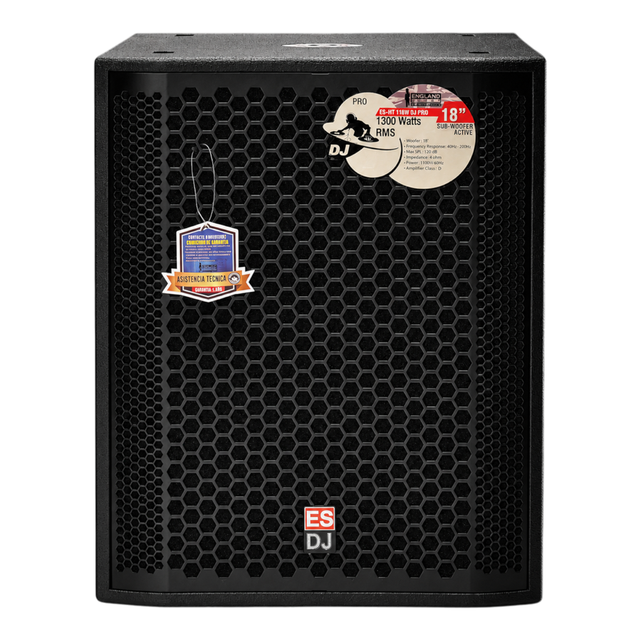 SUB-BAJO AMP. 18 PULG., 1000W RMS, 132DB SPL, CORTE DE FREC 80HZ - 200HZ