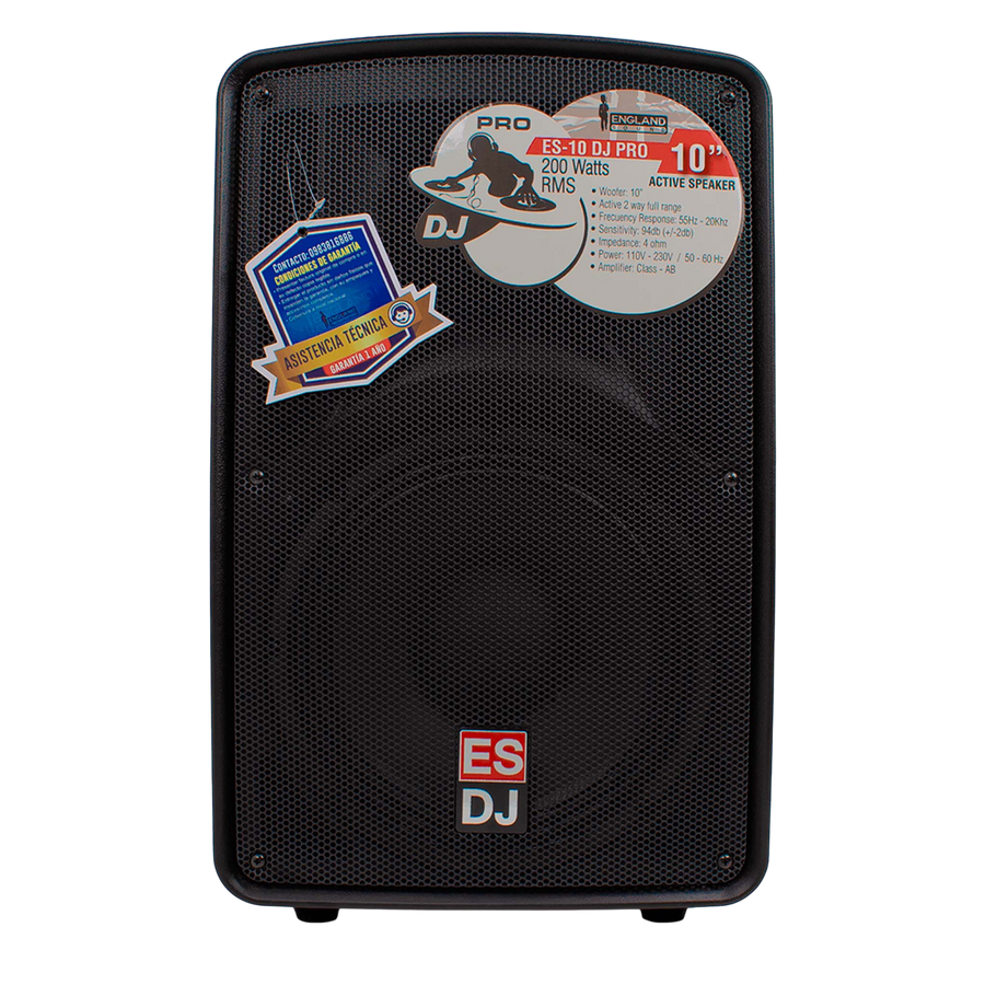 CAJA AMPLIFICADA 10 PULG., 200W RMS, 1 MIC 1/4 Y XLR, BASS & TREBLE, ENTRADA DE LINEA 3.5, XLR, RCA, SALIDA XLRS