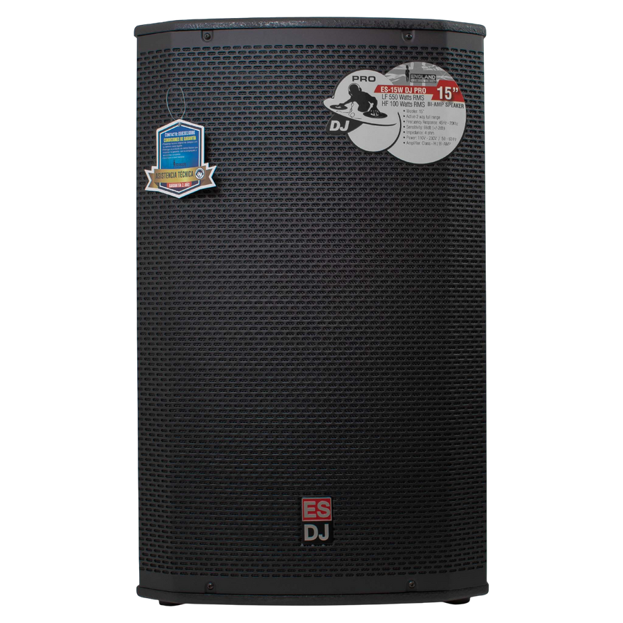 CAJA BI-AMPLIFICADA 15 PULG., 550W RMS LF/100W RMS HF, BT, USB, SD