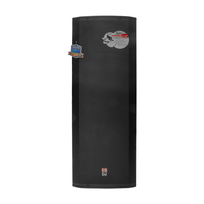 CAJA BI-AMPLIFICADA 2X15 PULG., 1200W RMS LF/300W RMS HF, BT, USB, SD