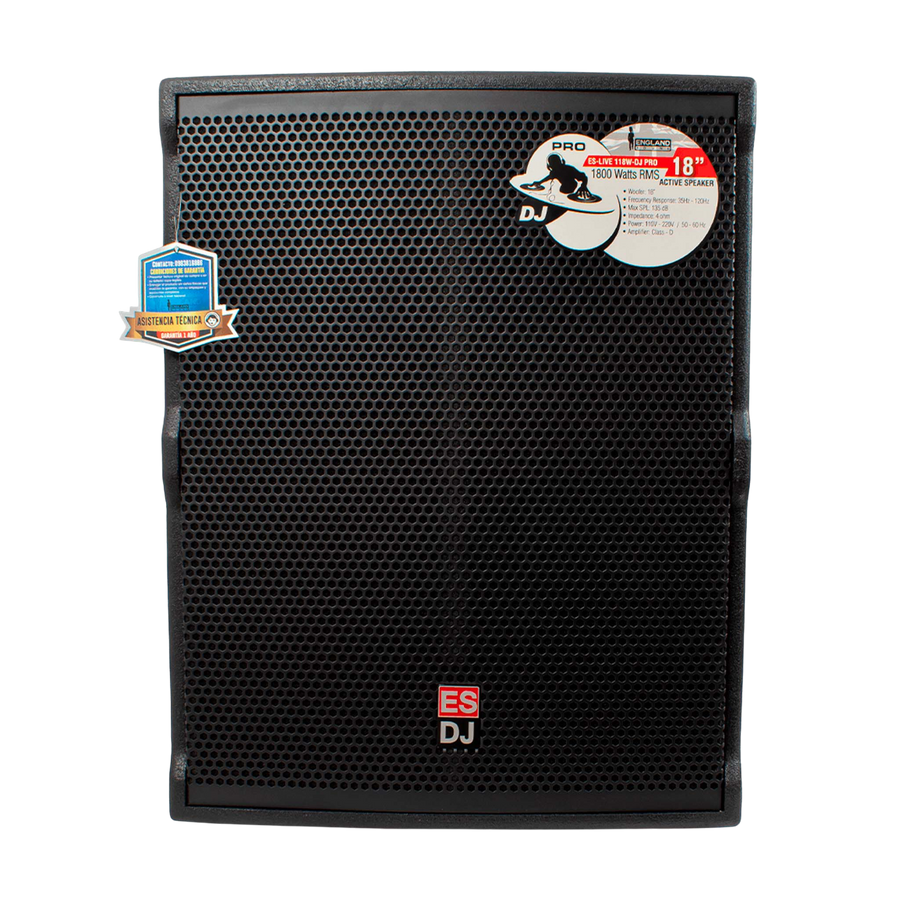 SUB-BAJO AMPLIFICADO 18 PULG., 1800W RMS, DSP