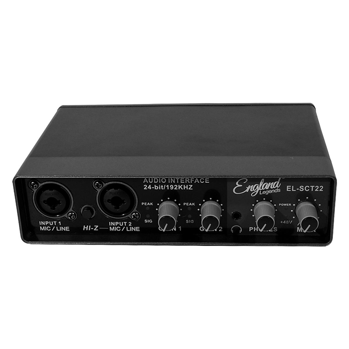 INTERFACE DE AUDIO DE 2 CANALES, 48V PARA MICROFONOS DE CONDENSADOR, SALIDA L-R, DOBLE ALIMENTACION DC DE ENTRADA