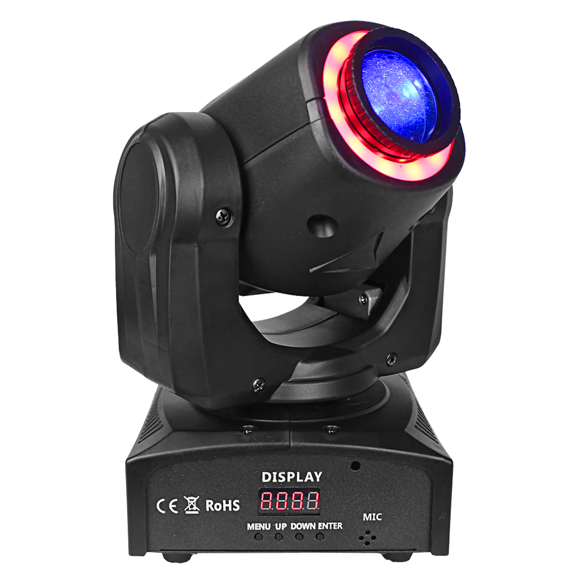 LUZ ROBOTICA CON RING LED, RGB, 7+1 GOBOS/12LED, 30W, EFECTO SPOT, 7+1 PATRONES, DMX-512 10/12CH