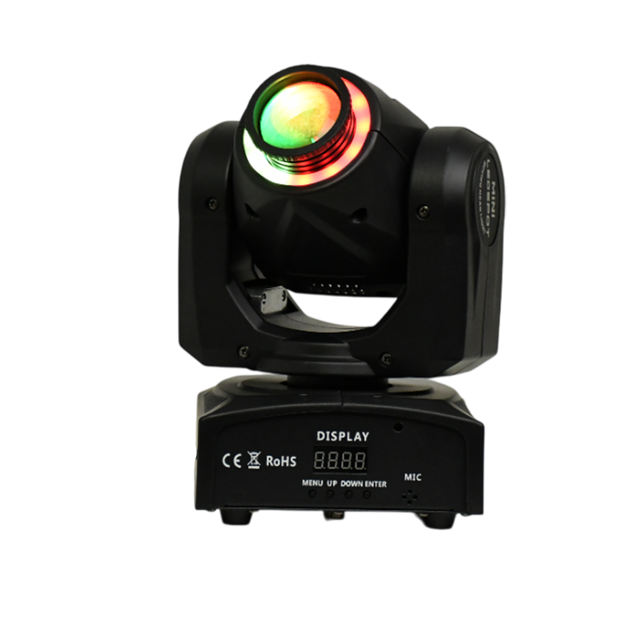 LUZ ROBOTICA CON RING LED, RGB, 7+1 GOBOS/12LED, 40W, EFECTO MULTIDISPARO, 7+1 PATRONES, DMX-512 10/12CH