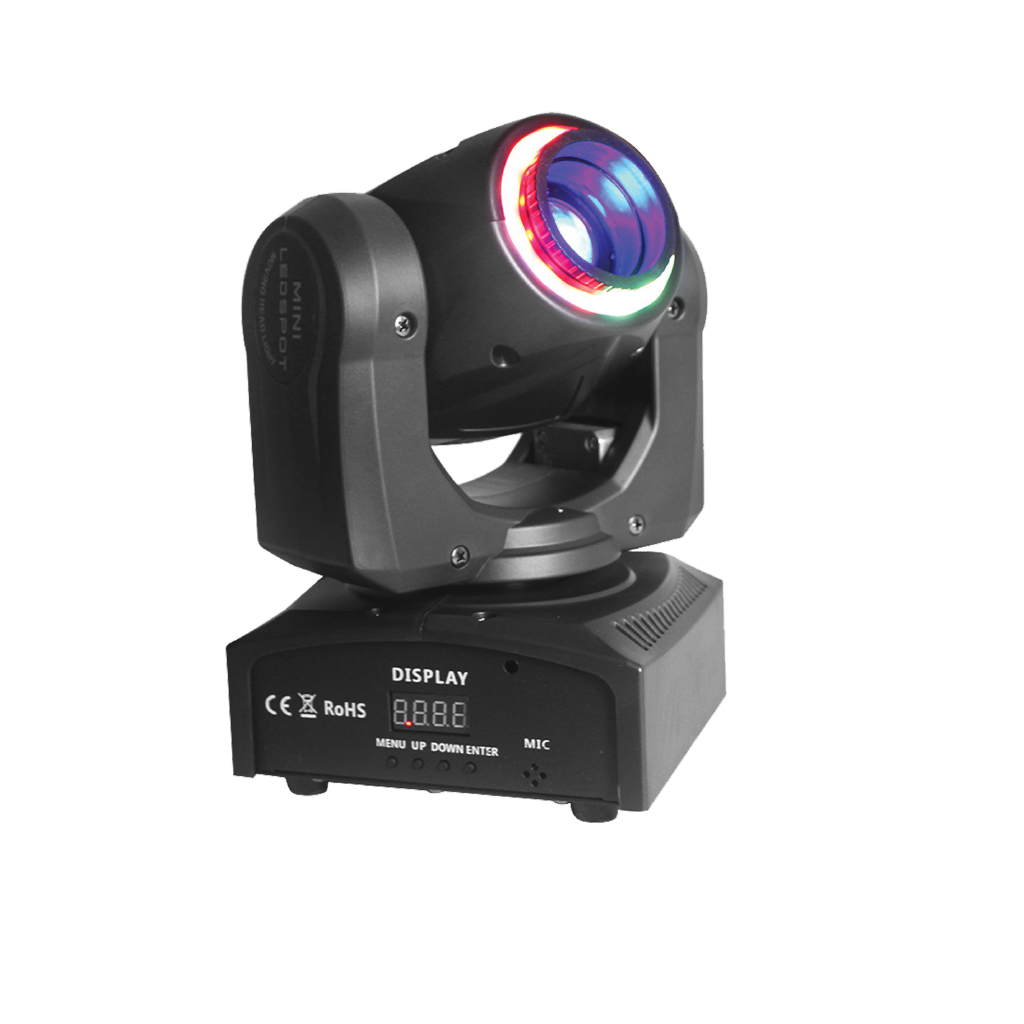 LUZ ROBOTICA CON RING LED, RGB, 7+1 GOBOS/12LED, 40W, EFECTO CALEIDOSCOPIO, 7+1 PATRONES, DMX-512 10/12CH