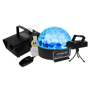 KIT DE LUCES, LASER Y CAMARA DE HUMO INCLUYE LIQUIDO DE HUMO