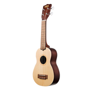 UKELELE SOPRANO 13", COLOR NATURAL, TAPA  ABETO, FONDO CAOBA SATINADO