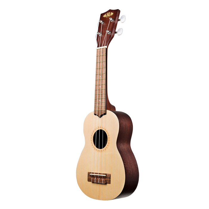 UKELELE SOPRANO 13", COLOR NATURAL, TAPA  ABETO, FONDO CAOBA SATINADO