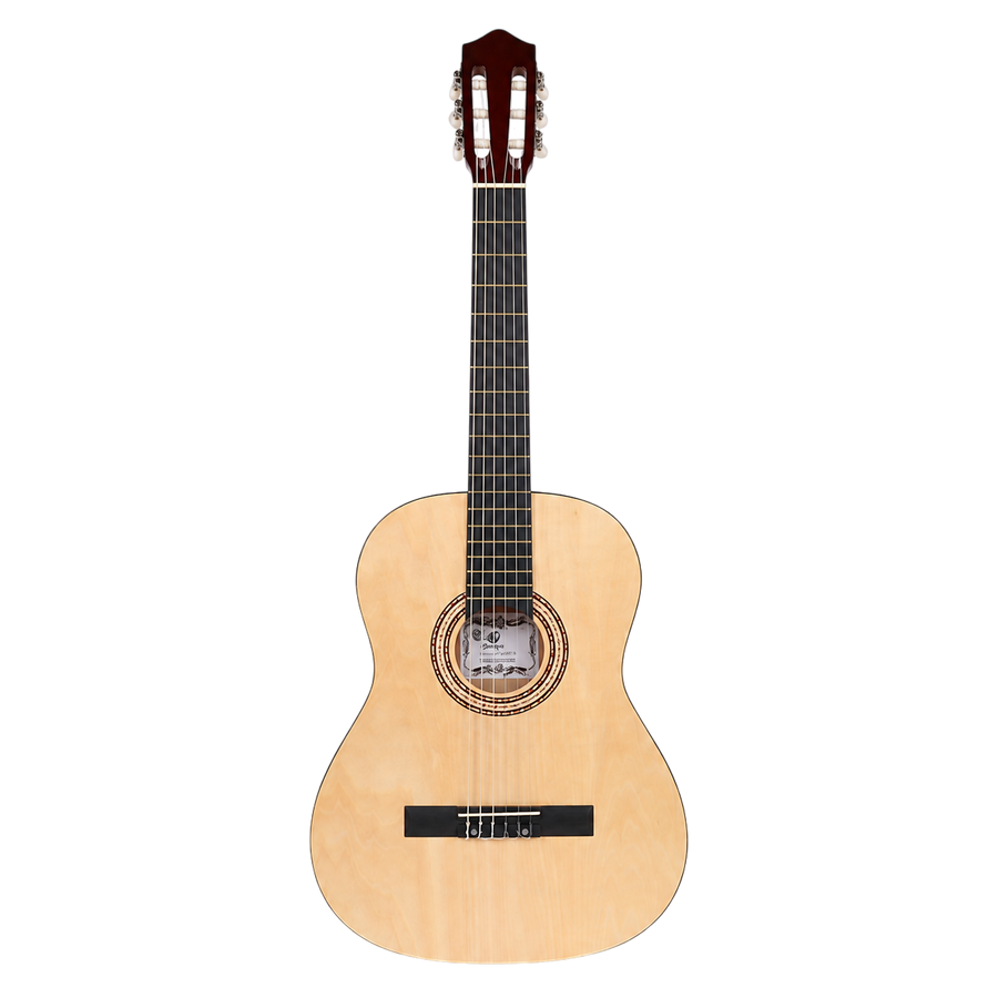 GUITARRA ELECTROCLASICA 39", COLOR NATURAL, INCLUYE  BOLSO, SET DE CUERDAS, CORREA, AFINADOR, CABLE CON CONECTORES