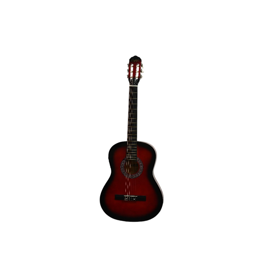 GUITARRA ELECTROCLASICA 39", COLOR ROJO, INCLUYE  BOLSO, SET DE CUERDAS, CORREA, AFINADOR, CABLE CON CONECTORES