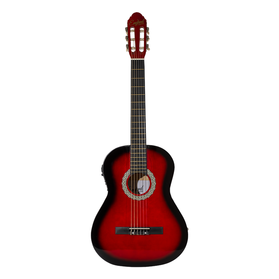 GUITARRA ELECTROCLASICA 39", COLOR ROJO, INCLUYE  BOLSO, SET DE CUERDAS, CAPO TRASTE, AFINADOR, CORREA, VITELA Y ENRROLLADOR DE CUERDAS