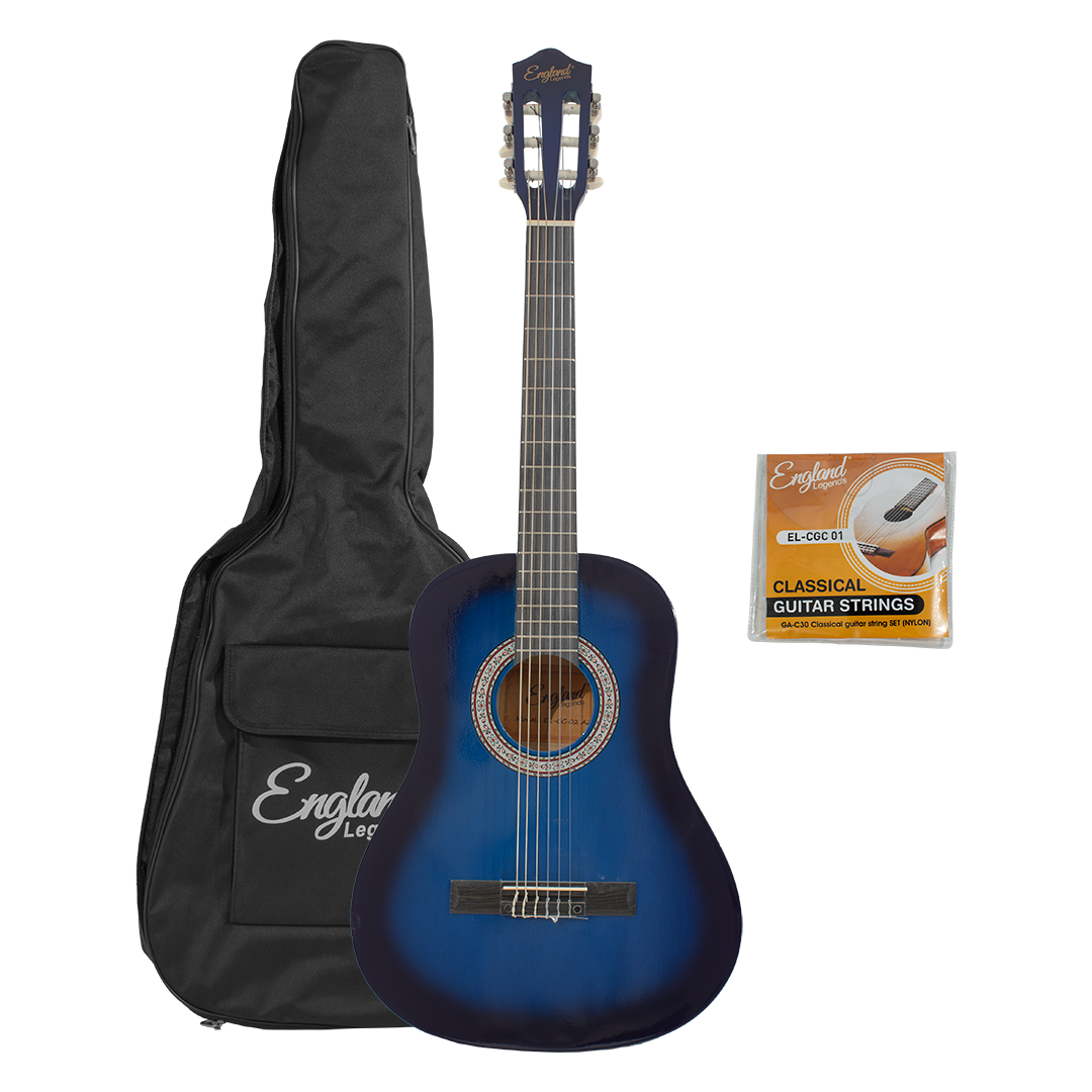 GUITARRA CLASICA 36", COLOR AZUL, INCLUYE BOLSO Y CUERDAS DE RESPUESTO