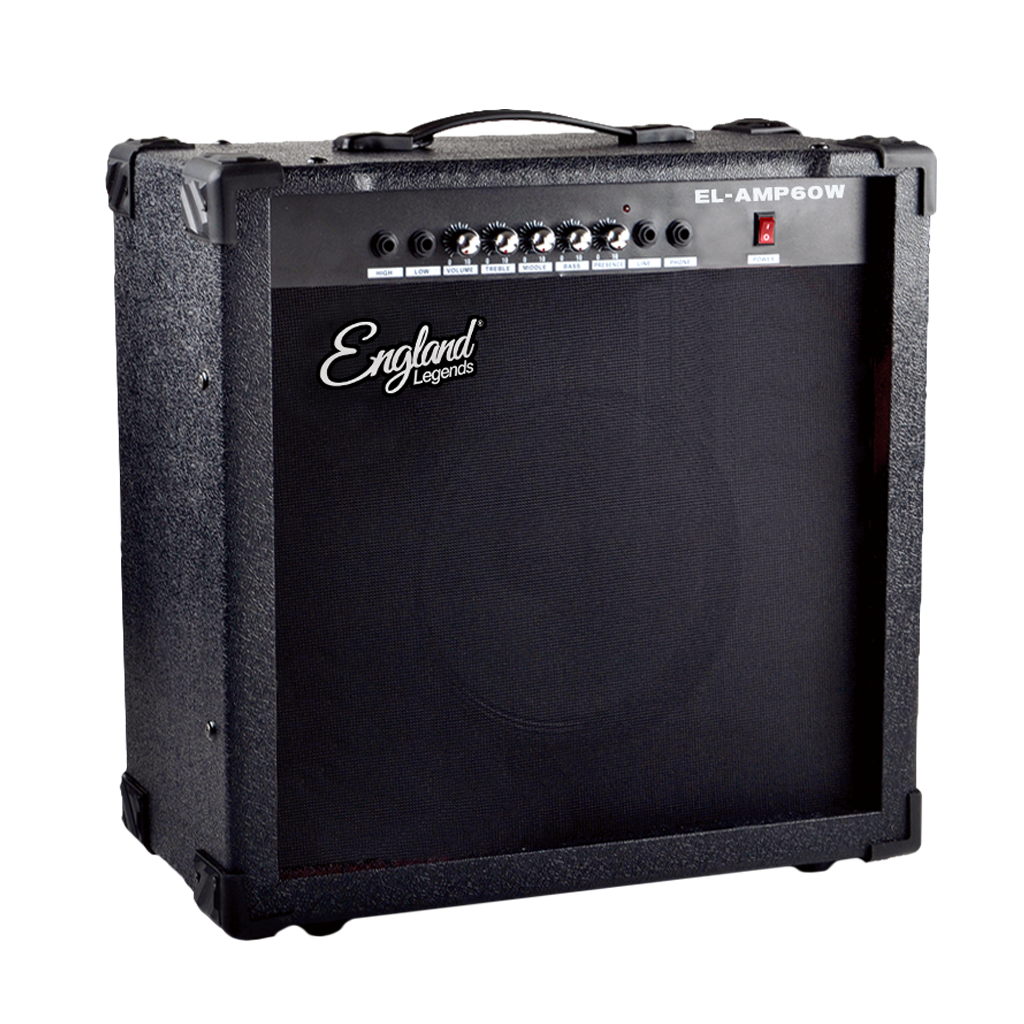 AMPLIFICADOR PARA GUITARRA ELECTRICA DE 60W, EQ BASS, MEDIO Y TREBLE, 2 ENTRADAS JACK 6.3 MM, ENTRADA AUX Y AUDIFONOS