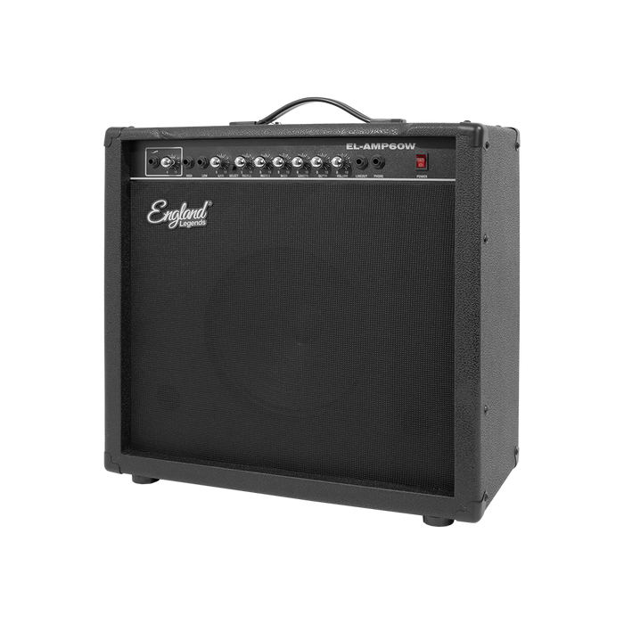 AMPLIFICADOR PARA GUITARRA ELECTRICA DE 60W, EQ BASS, MEDIO Y TREBLE, 2 ENTRADAS JACK 6.3 MM, ENTRADA AUX Y AUDIFONOS
