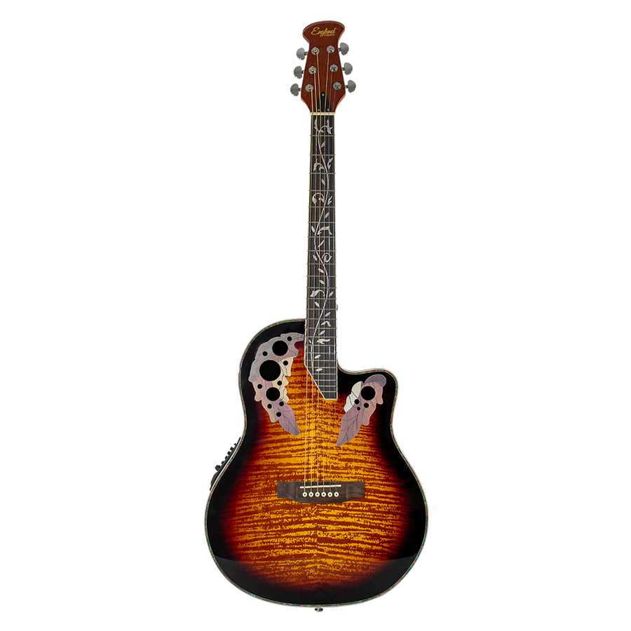 GUITARRA ELECTROACUSTCA 41", CUTAWAY, TIPO OVATION, COLOR SUNBURST,INCLUYE BOLSO, TAPA ABETO, FONDO PLASTICO ABS, DIAPASONMADERA TRATARDA