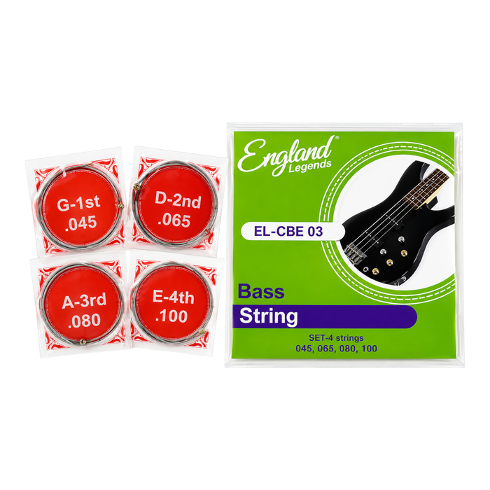 SET DE CUERDAS PARA BAJO ELECTRICO DE 4 CUERDAS, ACERO NIQUELADO, CALIBRE 0.45-0.55-0.80-1.00