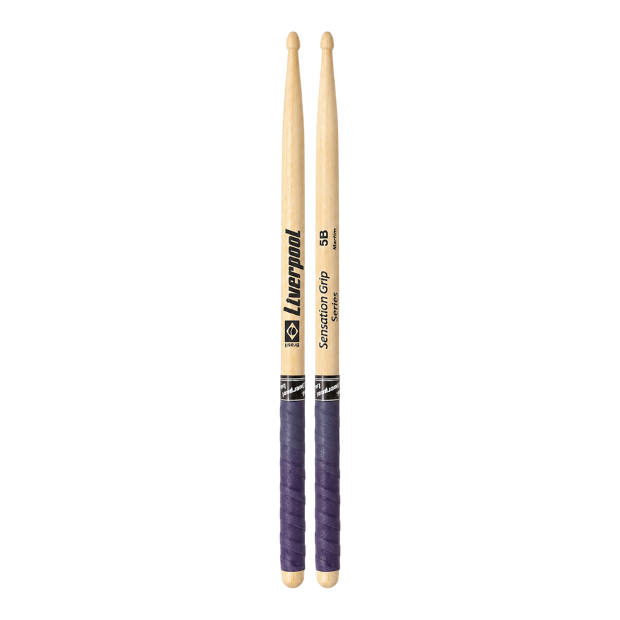 BAQUETA 5B PUNTA DE MADERA, SERIE EVA, MANGO CON AGARRE MORADO, MADERA MARFIM, 420X15,9MM