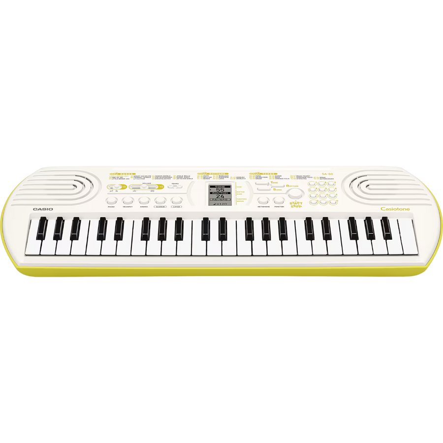 MINI TECL  44 T, 100 TIMB, 50 RITM, 10 CANC, PANT LCD, COLOR BLANCO / VERDE