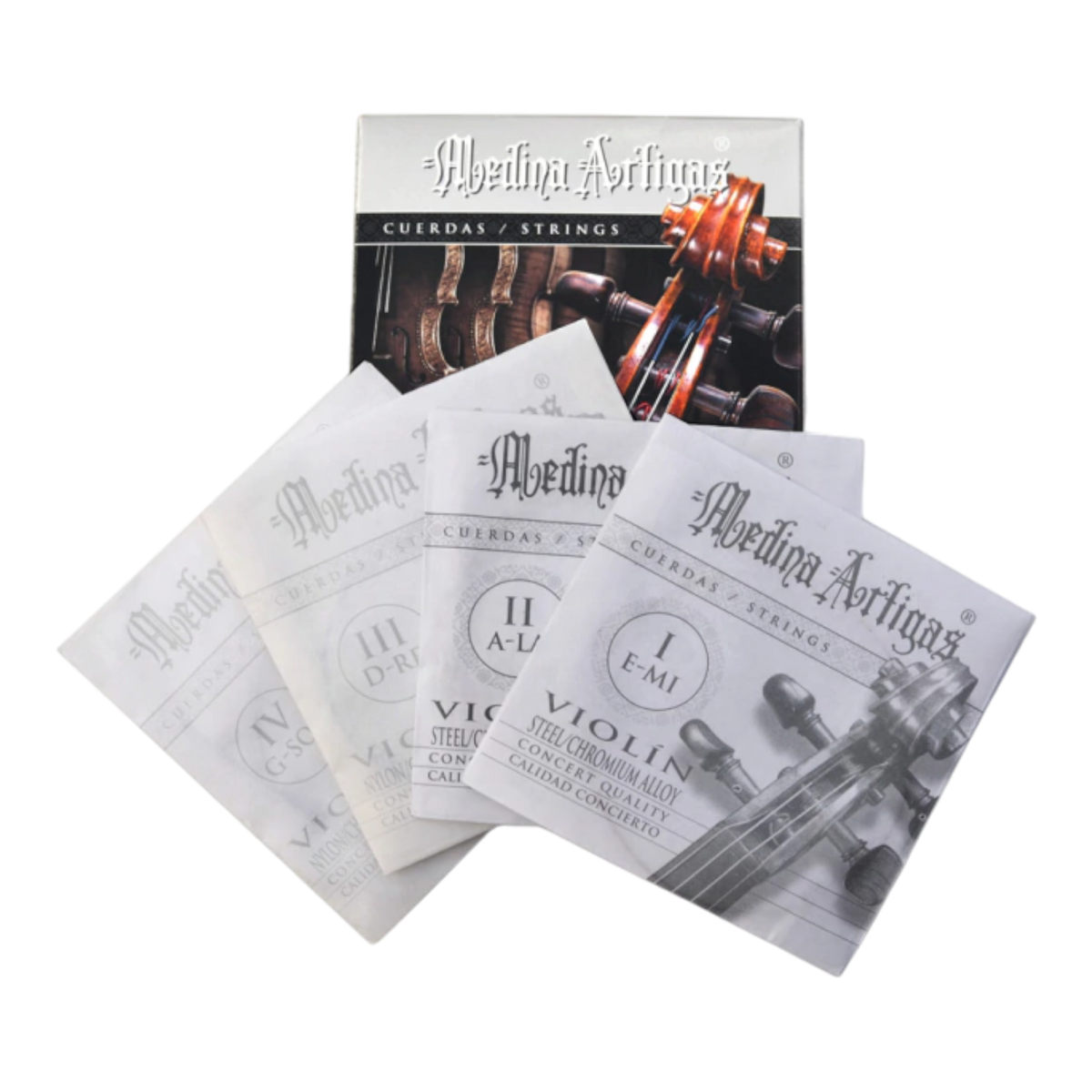 SET DE CUERDAS PARA VIOLIN 4/4, CERO ENTORCHADO LISO