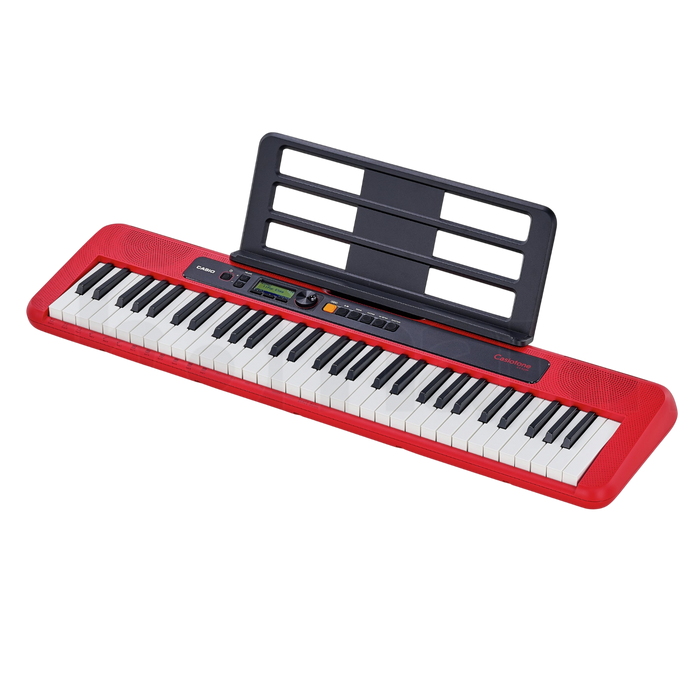TECL 61 T , 400 TIMB, 77 RITM, POLIFONIA 32, CONEC APP, USB A HOST, PANT LCD, COLOR ROJO