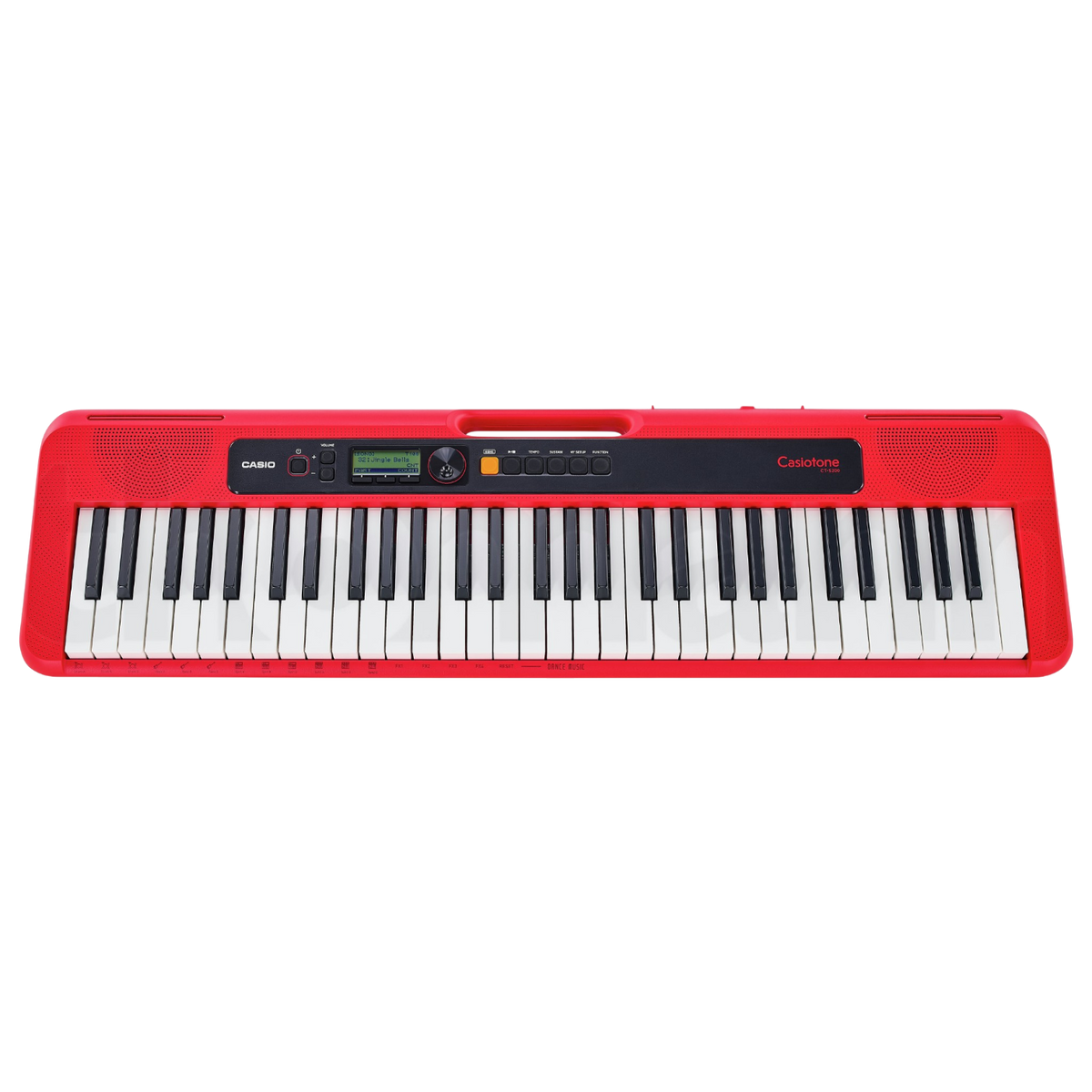 TECL 61 T , 400 TIMB, 77 RITM, POLIFONIA 32, CONEC APP, USB A HOST, PANT LCD, COLOR ROJO