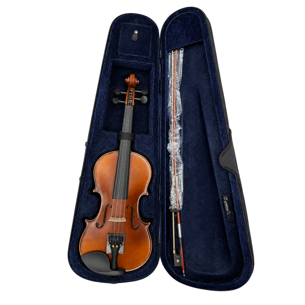 VIOLIN 4/4 COLOR NATURAL ACABADO MATE, INCLUYE ESTUCHE, ARCO Y PERRUBIA