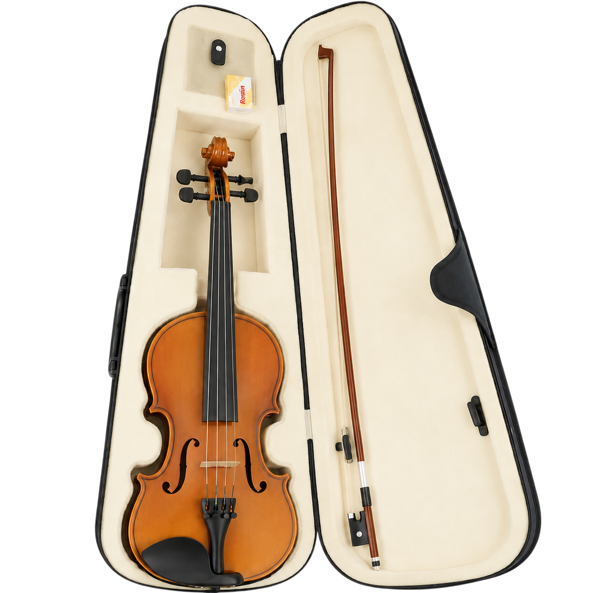 VIOLIN 4/4 COLOR NATURAL ACABADO MATE, INCLUYE ESTUCHE, ARCO Y PERRUBIA