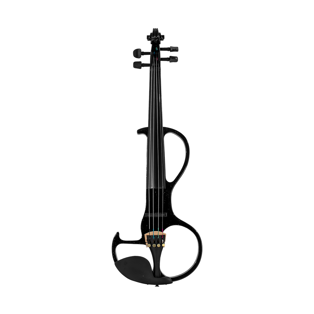 VIOLIN 4/4 ELECTRICO COLOR NEGRO, INCLUYE ESTUCHE, AUDIFONOS, CABLE Y BATERIA DE 9V, ARCO Y PERRUBIA