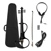 VIOLIN 4/4 ELECTRICO COLOR NEGRO, INCLUYE ESTUCHE, AUDIFONOS, CABLE Y BATERIA DE 9V, ARCO Y PERRUBIA