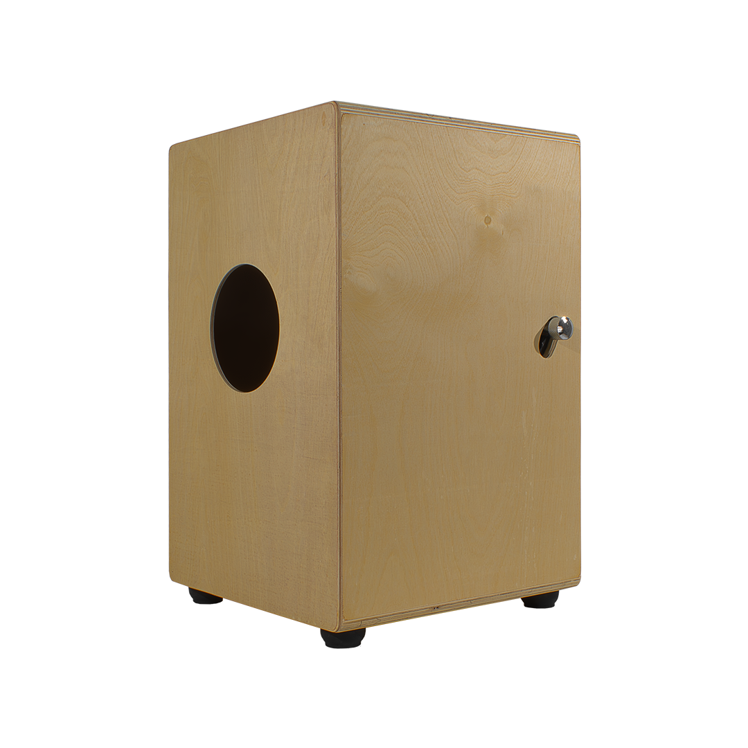 CAJON PERUANO CON TAPA ATORNILLADA Y BORDONERA AJUSTABLE, COLOR NATURAL, DIMENSIONES 48 CM x 29.8 CM x 30.2 CM