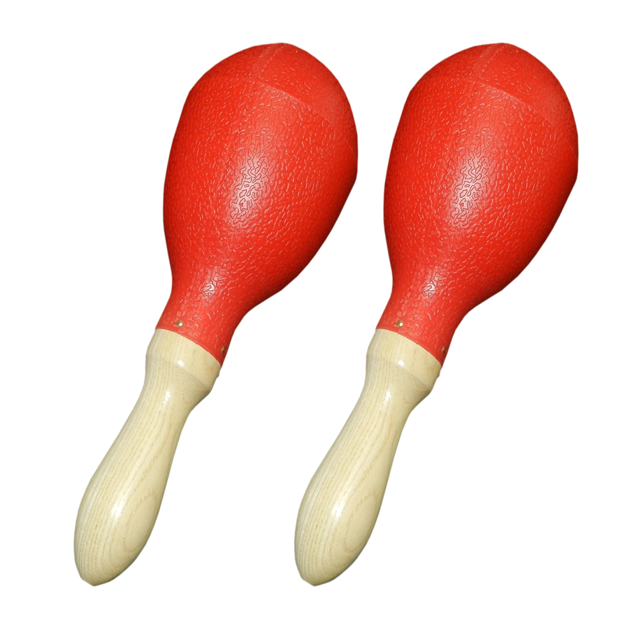 MARACAS PLASTICAS 10" DE LARGO, COLOR ROJO