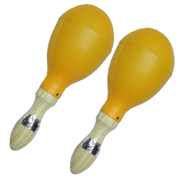 MARACAS PLASTICAS 10" DE LARGO, COLOR AMARILLO
