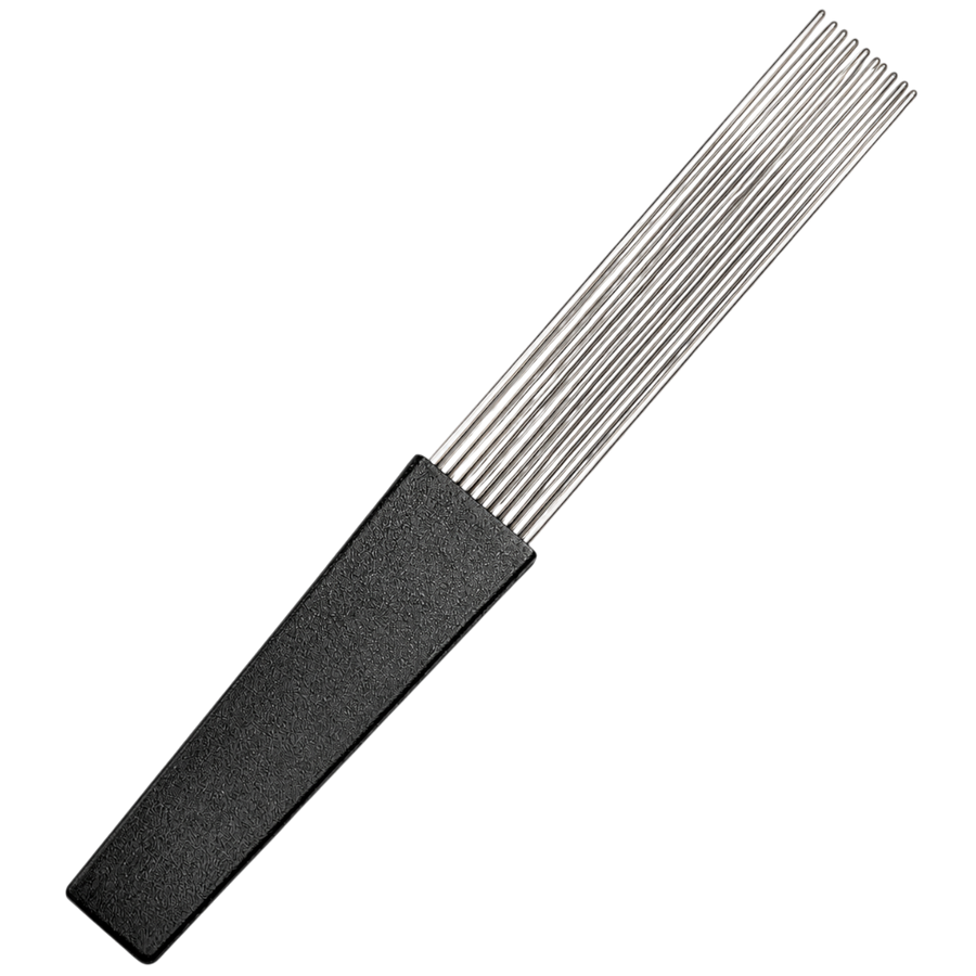 PEINETA PARA GUIRA DE MERENGUE,PELOS DE ACERO Y AGARRADERA DE NYLON NEGRO
