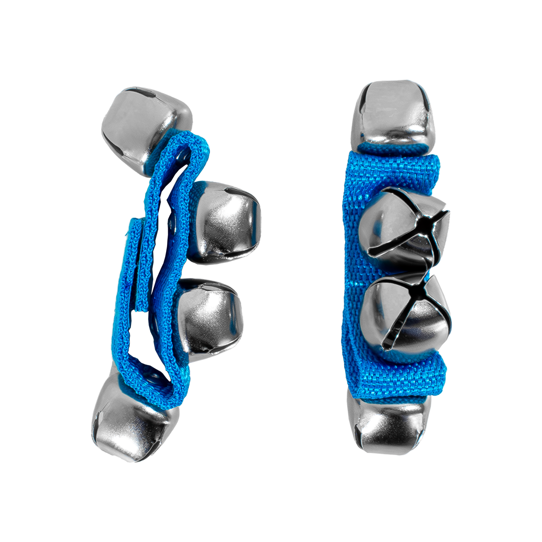 CASCABEL PULSERA DE POLIPROPILENO AJUSTABLE CON VELCRO, INCLUYE 4 CASCABELES DE METAL