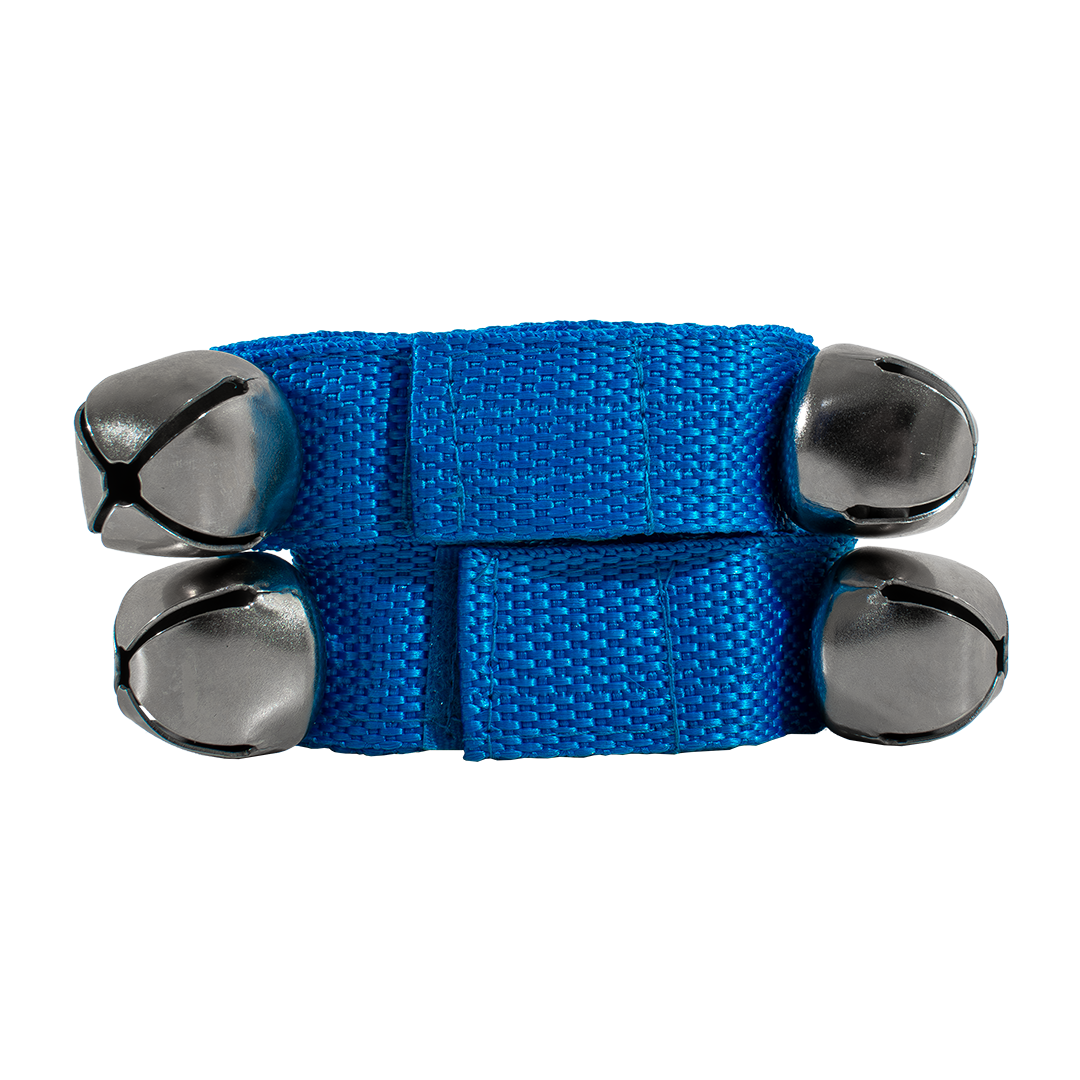 CASCABEL PULSERA DE POLIPROPILENO AJUSTABLE CON VELCRO, INCLUYE 4 CASCABELES DE METAL